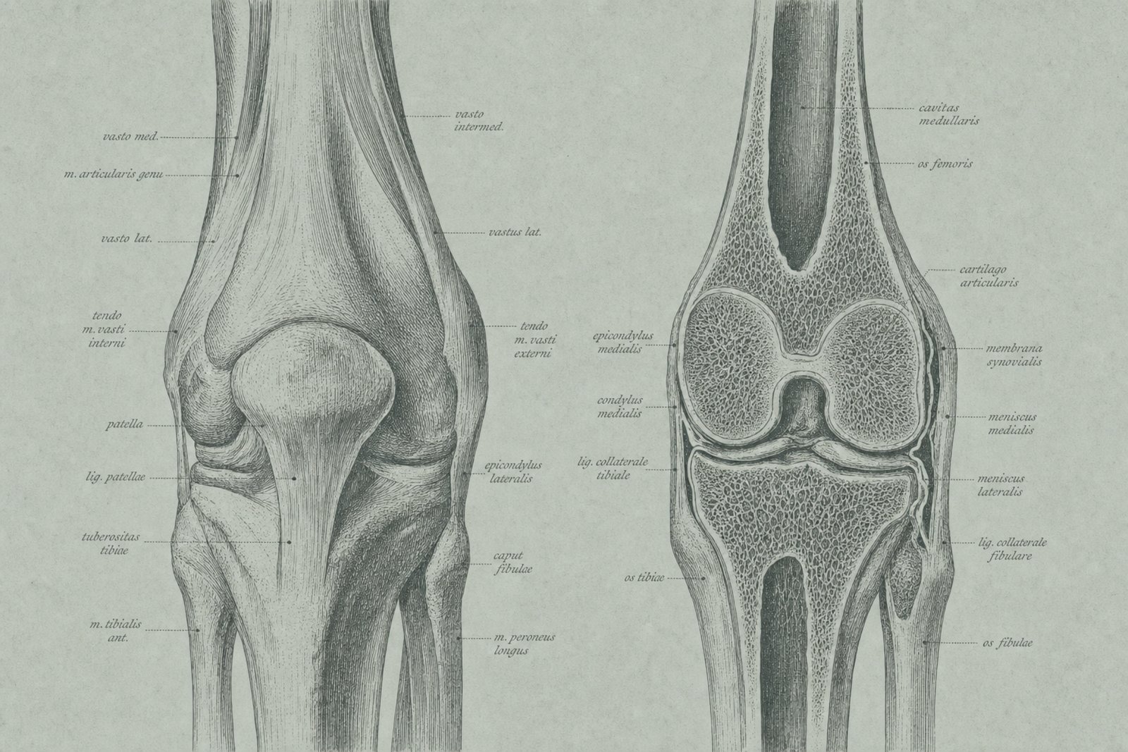 Vintage plate: the knee in section